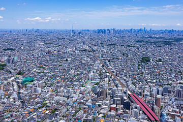 西荻窪駅上空より都心の高層ビルを望む
Aerial view