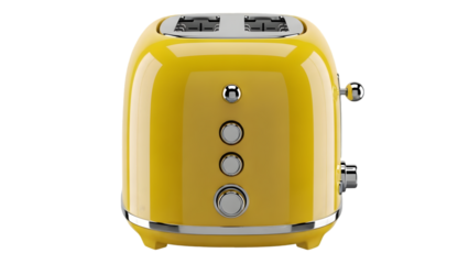 Yellow toaster with silver accents isolated on a transparent background kitchen appliance shiny surface 1