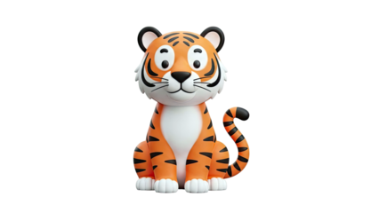 Cute cartoon tiger character sitting