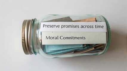 Thoughtful jar containing moral commitments and promises for lasting inspiration and reflection over time