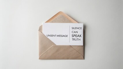 Unsung Message in Envelope with Powerful Quote on Silence and Truth for Communication and Emotional Reflection