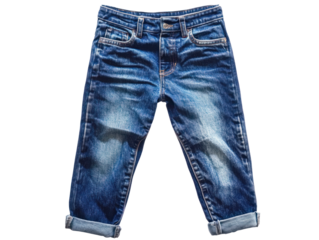 Rolled Up Blue Denim Jeans Isolated