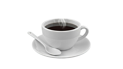White Coffee Cup with Steam and Spoon