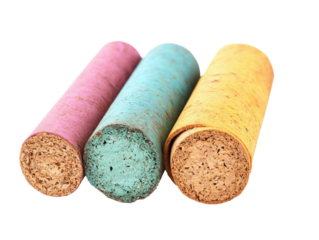 Colorful cork cylinders isolated