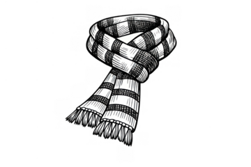 Hand-drawn striped scarf vector illustration for winter fashion and autumn warm clothing accessory design element