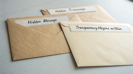 Envelopes Displaying Hidden Messages and Transparency Concept for Creative Communication or Artistic Presentation