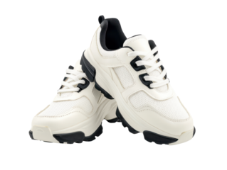 White chunky sneakers on transparent background