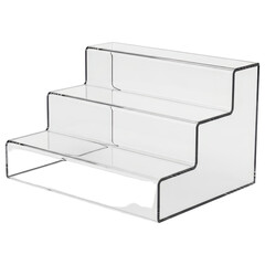 Transparent display stand clear acrylic tiered stand with steps on transparent background