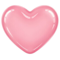 Glossy pastel pink heart shape smooth jelly texture on transparent background