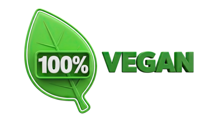 100% Vegan Logo with Green Leaf and Text