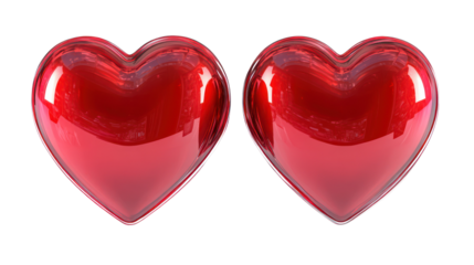 Valentine's day, red heart shapes, romantic love symbols, 3d render
