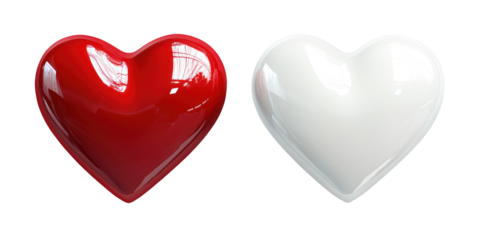 Romantic valentine hearts, love symbols on transparent background