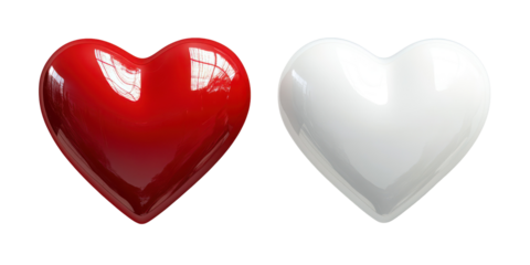 Romantic valentine hearts, love symbols, 3d render