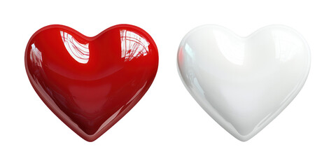 Valentine hearts, romantic symbols, love icons, isolated on transparent background