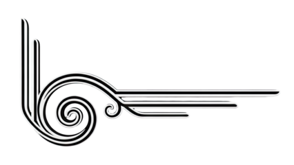 Black and White Art Deco Swirl and Lines Graphic Element