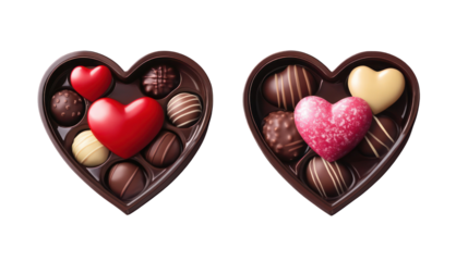 Valentine's day heart-shaped chocolate boxes, romantic gift, love, passion