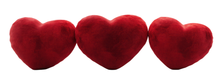 Three red hearts valentine's day romantic love symbols