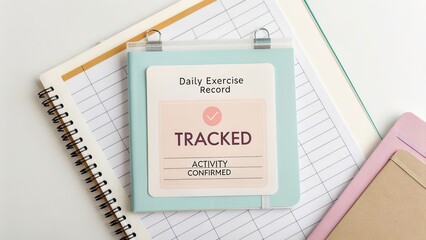 Daily Exercise Record Notebook Showing Tracked Activity Confirmation for Fitness Progress and Health Management