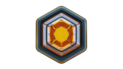 Hexagonal Orange and Black Geometric Object