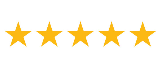 Five star rating icon, customer review feedback symbol, quality evaluation score graphic design