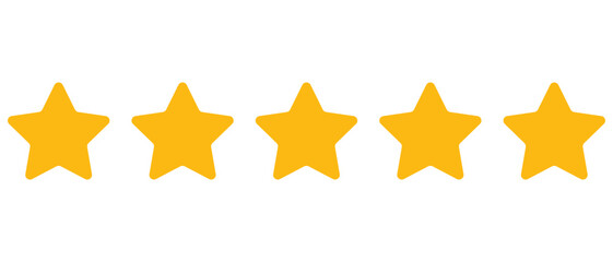 Five star review icon strip, top quality rating symbol, positive feedback graphic design element