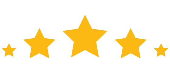 Star rating icon set with varied sizes, customer feedback review symbol, quality evaluation graphic