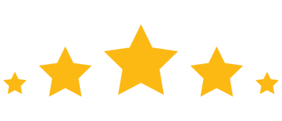 Star rating icon set with varied sizes, customer feedback review symbol, quality evaluation graphic