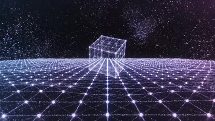 Abstract wireframe cubes in space - Powered by Adobe