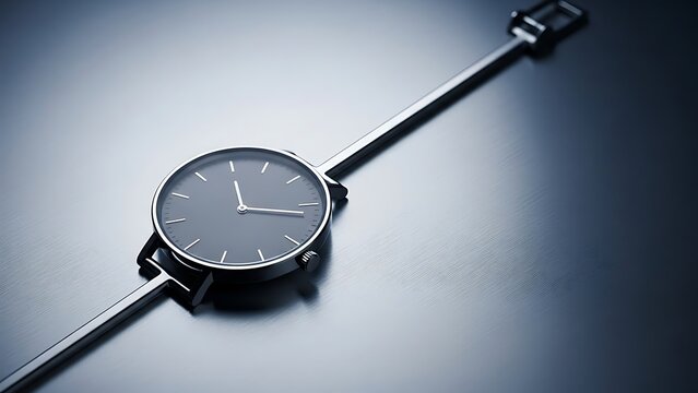 A minimalist watch mockup displayed on a dark background with sleek design and subtle lighting