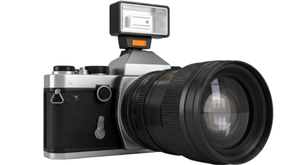 Vintage 35mm Film Camera with Built-in Flash