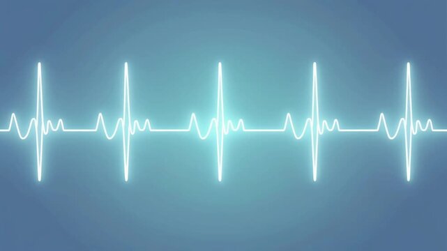Minimal glowing heartbeat line on blue gradient background representing medical monitoring, vitality, and modern healthcare technology concept.