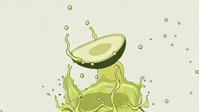 Avocado Oil Splashing with Fresh Avocado.