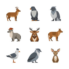 Obraz premium Pixel Art Animals Collection: Deer, Birds, and Wildlife Icons