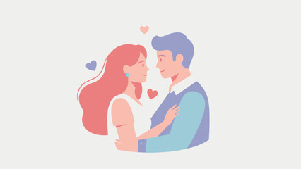Obraz premium loving couple embracing, hearts around
