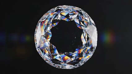A mesmerizing closeup of a brilliant multifaceted crystal sphere rotating gracefully against a deep black background showcasing stunning light refractions and vibrant chromatic dispersion symbolizing. - Powered by Adobe