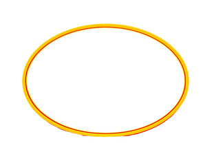Golden oval ring floats on black background, two-toned and outlined