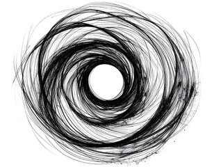 Spiraling, dark vortex with a hollow center against a black backdrop