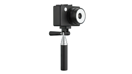 Black Action Camera with Selfie Stick
