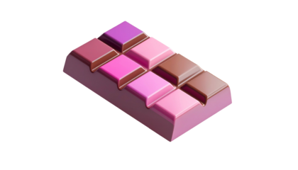 Colorful, Isometric chocolate bar with segments of varying shades