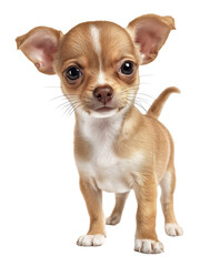 Obraz premium Chihuahua Portrait: A charming chihuahua with big, expressive eyes and a curious gaze, poised against a clean background, embodies the essence of pet love and canine companionship.