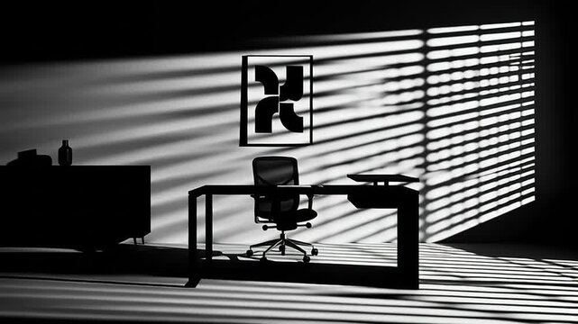 Modern Office Space with Dramatic Lighting.