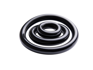 Black glossy spiral ring sculpture