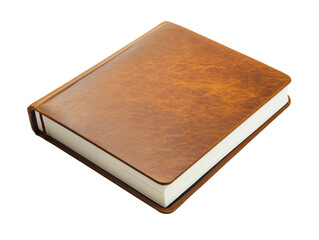 Brown leather book on transparent background