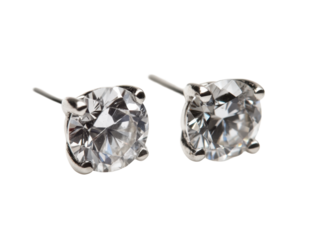 Diamond stud earrings isolated