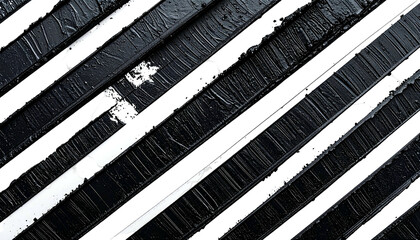 Angled, textured black lines across white gaps, a graphic abstract