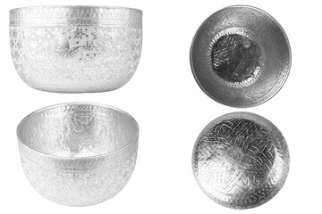 Thailand stainless steel water bowl isolated on white background