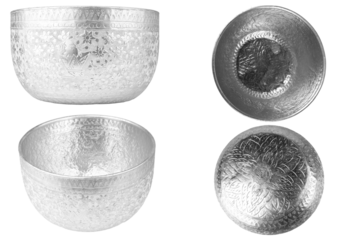 Thailand stainless steel water bowl isolated on white background