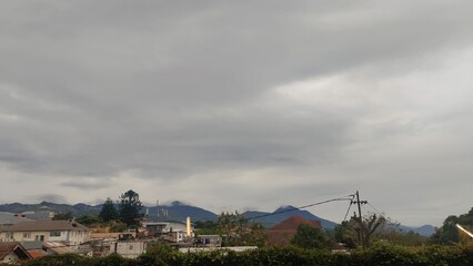 landscape with blue mountain in the horizon
