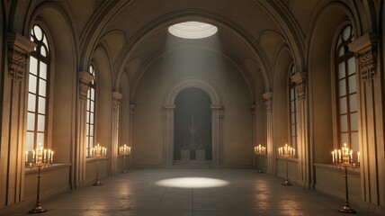 Obraz premium Interior of a historic gothic style church with natural light