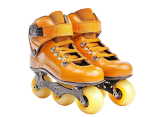 Orange inline roller skates isolated